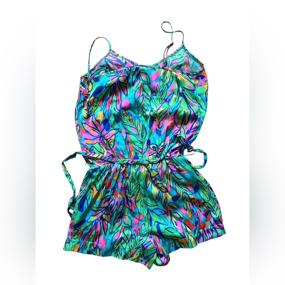 Lilly Pulitzer floral Silky "Deana" Romper in 'Hot Spot' -Small - Picture 4 of 5